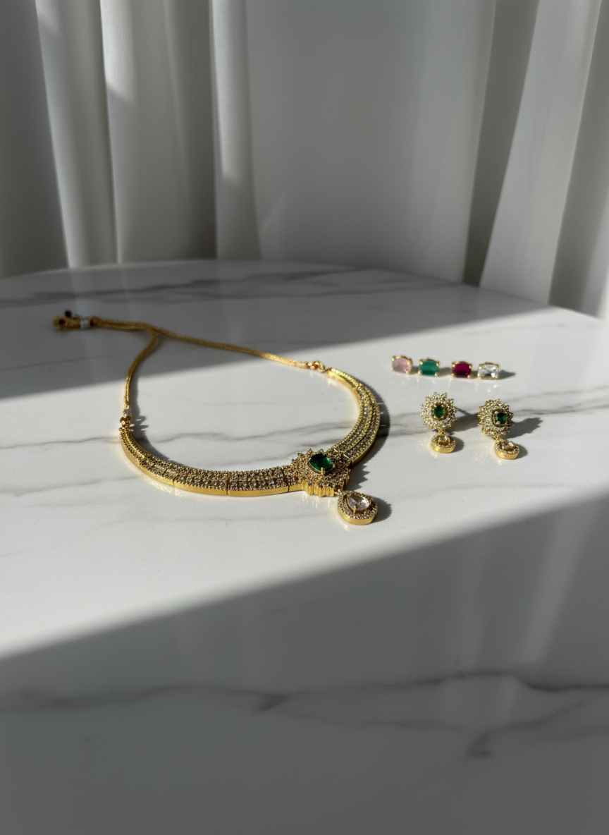 Interchangeable Multi-Stone Necklace set