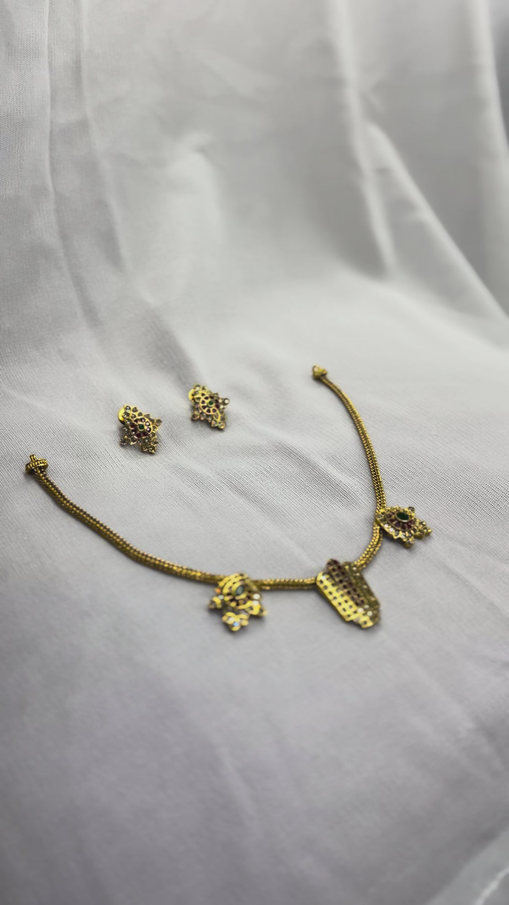 Lord Narayana Antique Pendant Set