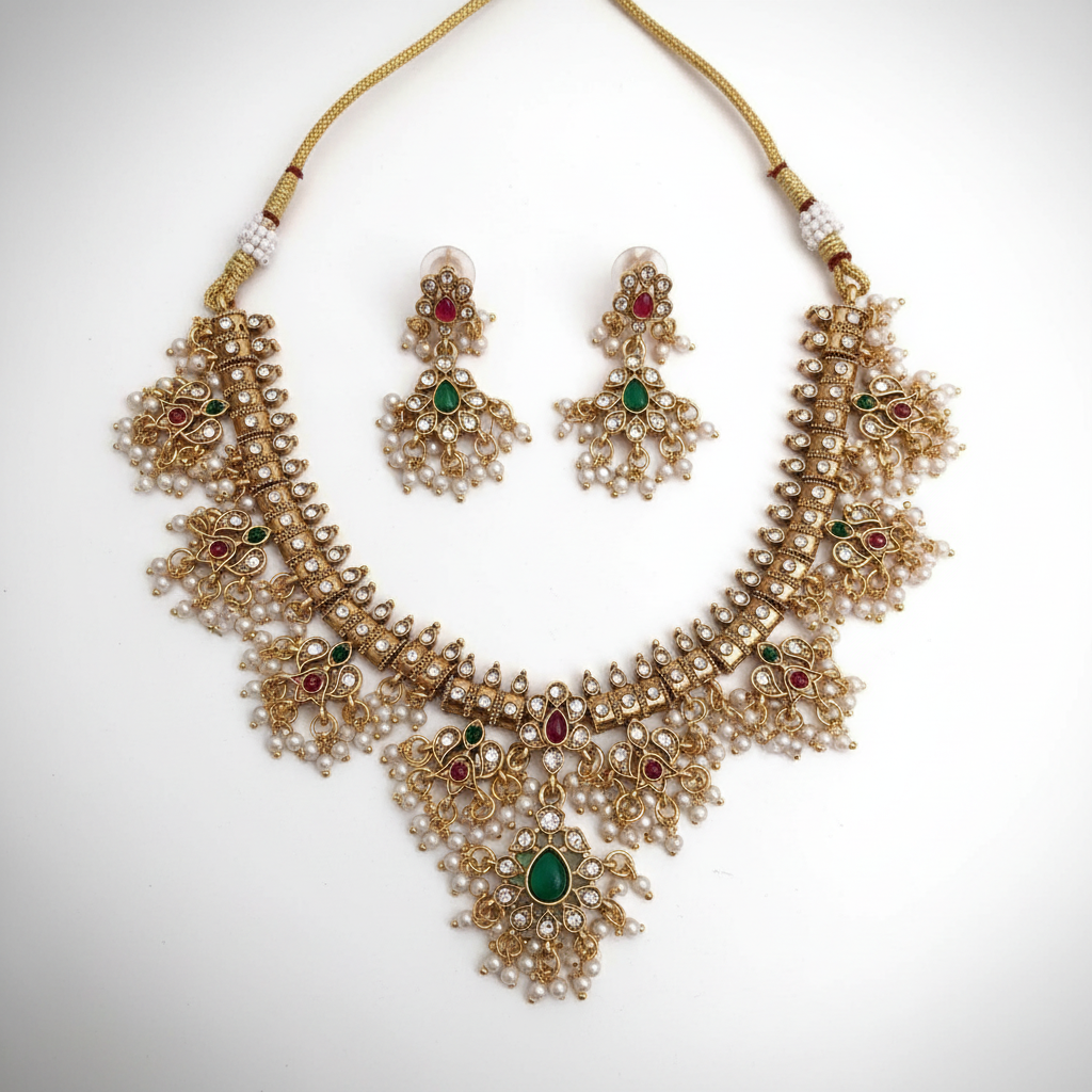 Pearl Kundan Necklace Set