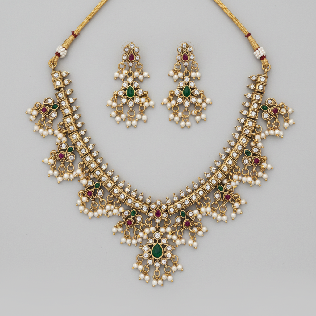 Pearl Kundan Necklace Set