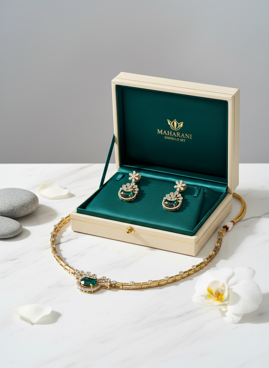 Maharani Green Emerald Set