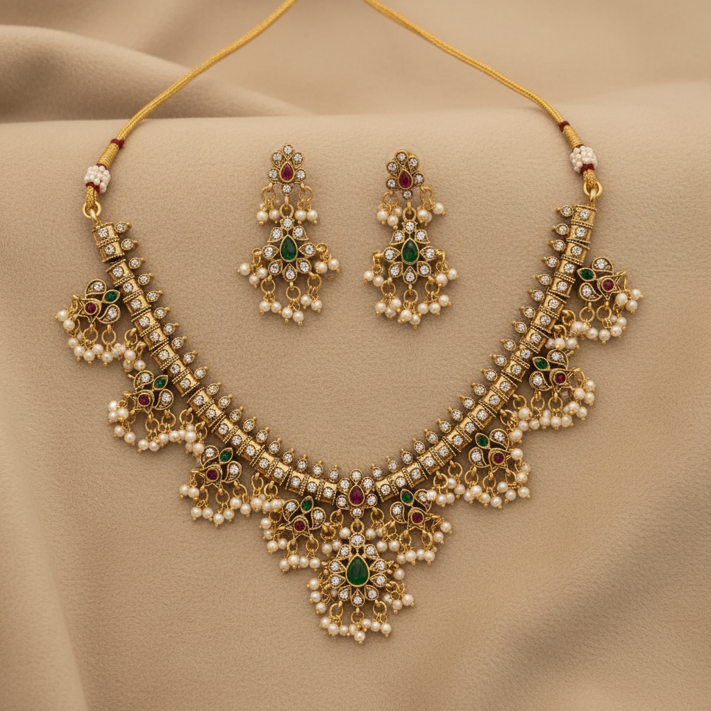 Pearl Kundan Necklace Set