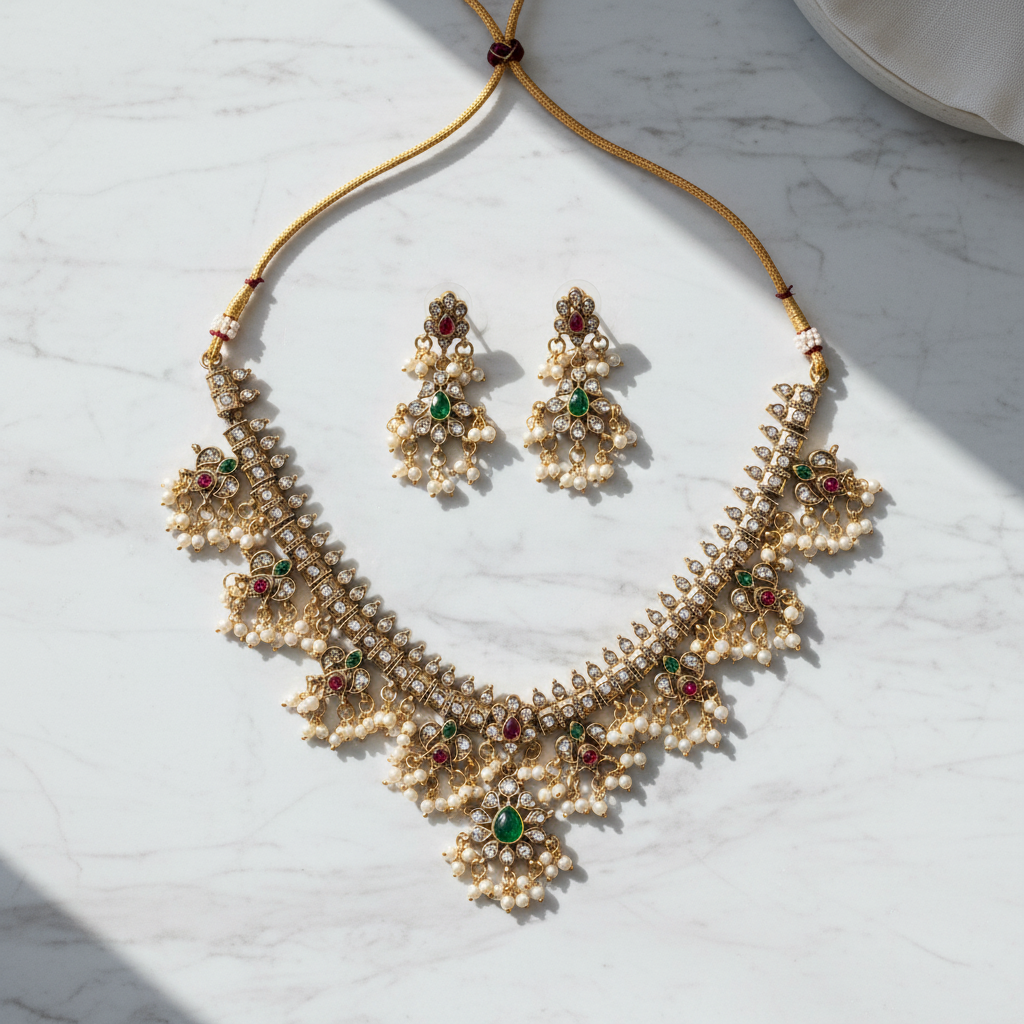 Pearl Kundan Necklace Set