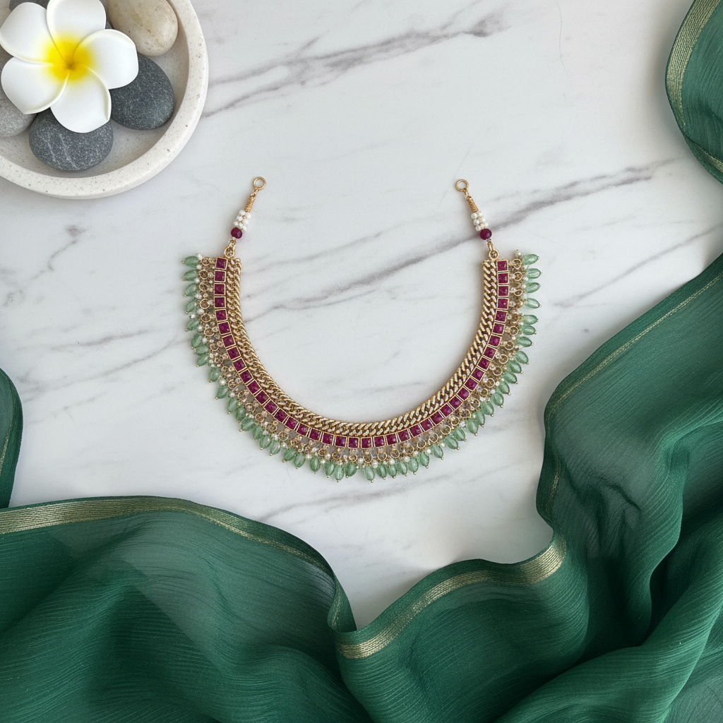Ruby Green Pearl Choker