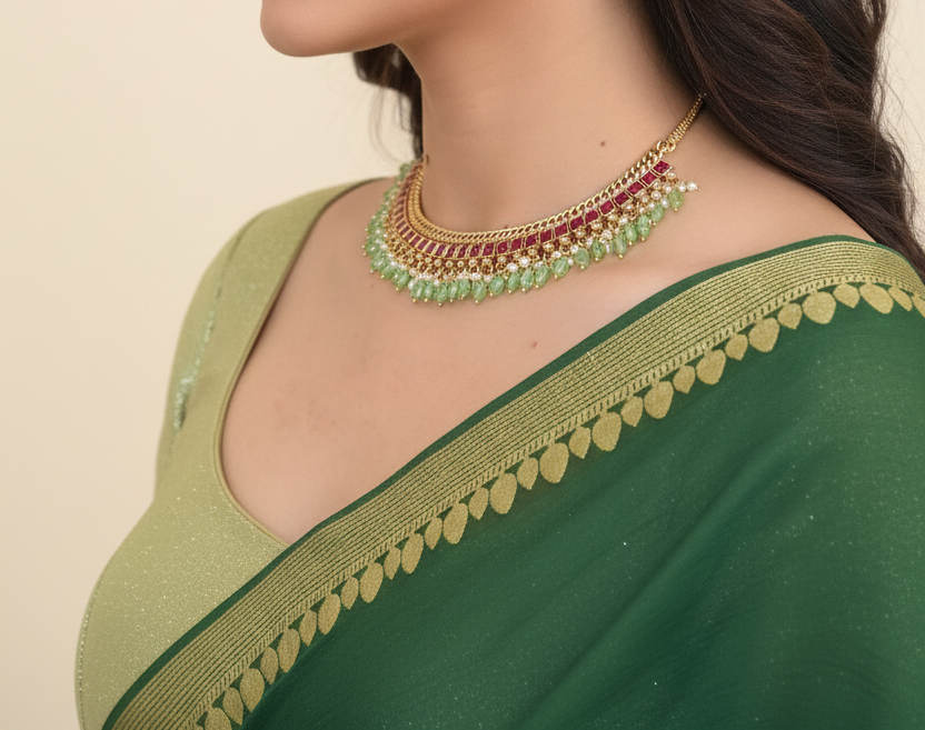 Ruby Green Pearl Choker