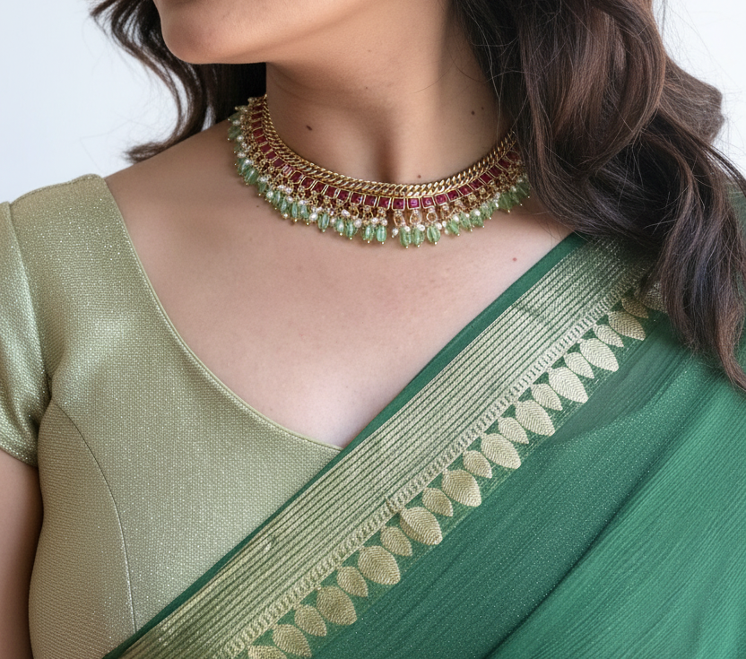 Ruby Green Pearl Choker
